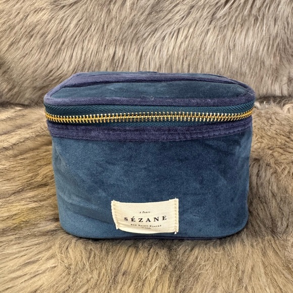 Sezane Handbags - Sézane Blue Velvet Cosmetic Bag